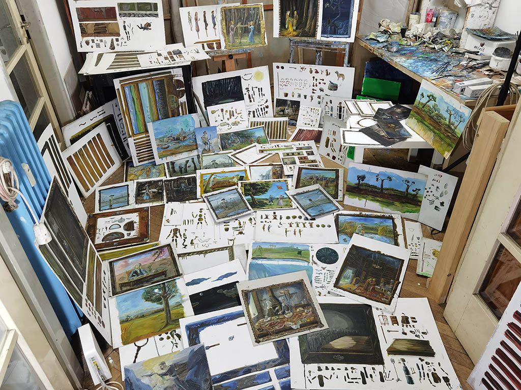 Jan Chlup, creaks, creaks material, oil on canvas, 2020