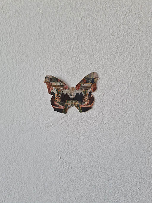 Jan Chlup, painting, butterfly, 5x7 cm, oil on thin board, 2022